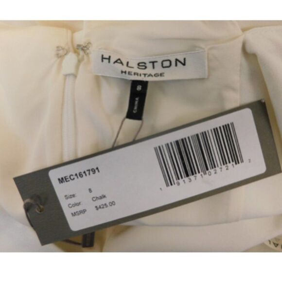 Ivory Off-White Cold Shoulder Halston Heritage Women's Evening Gown - 8 - Picture 3 of 4
